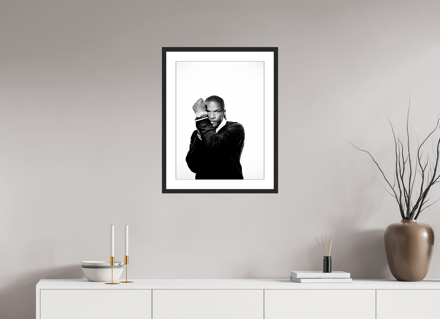 45 x 60 cm, Wood Frame with Passe-Partout | Black Matte Jamie Foxx 04
