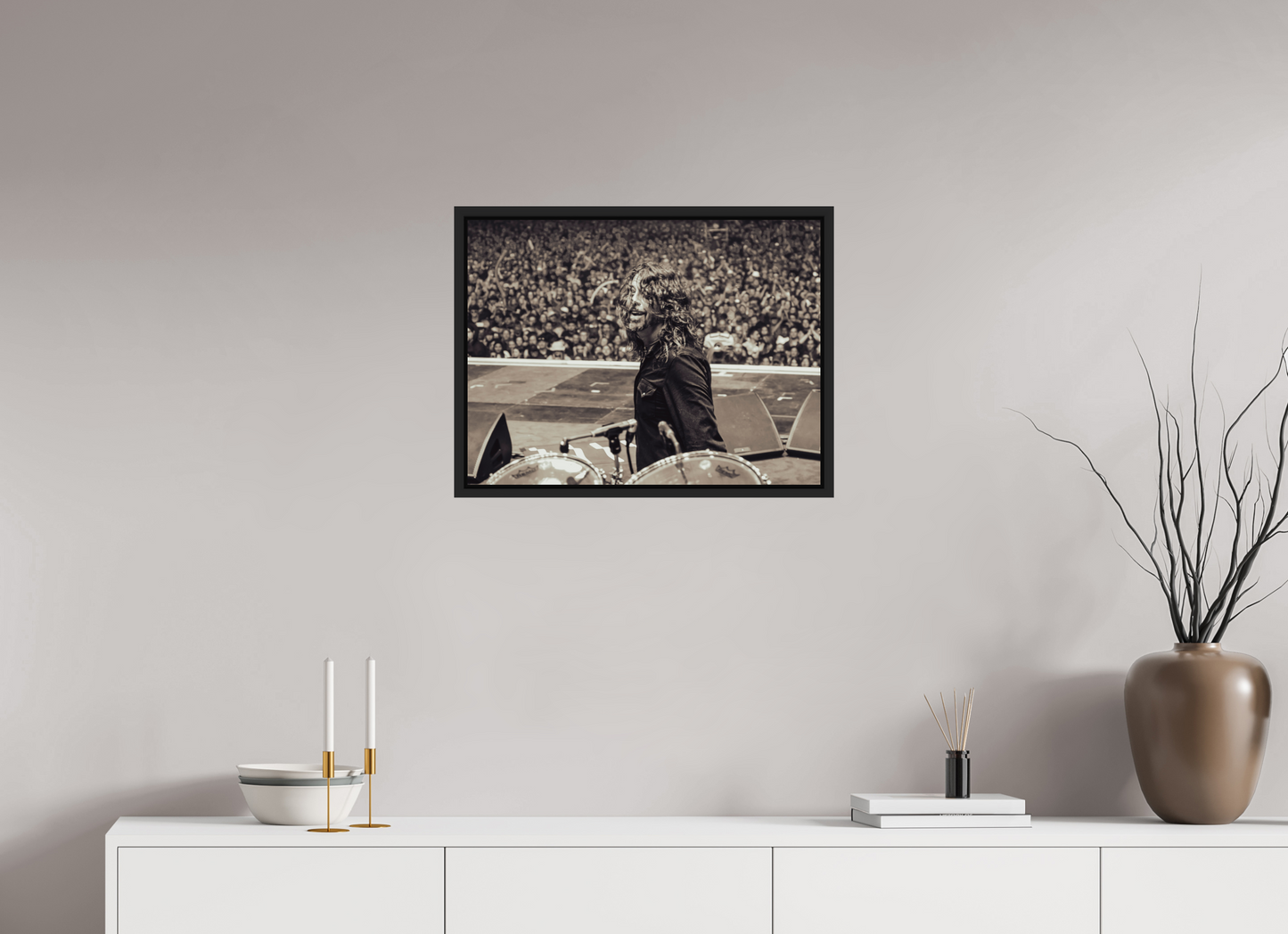 60 x 45 cm, Floater Frame | Black Matte Dave Grohl - Foo Fighters Live 12