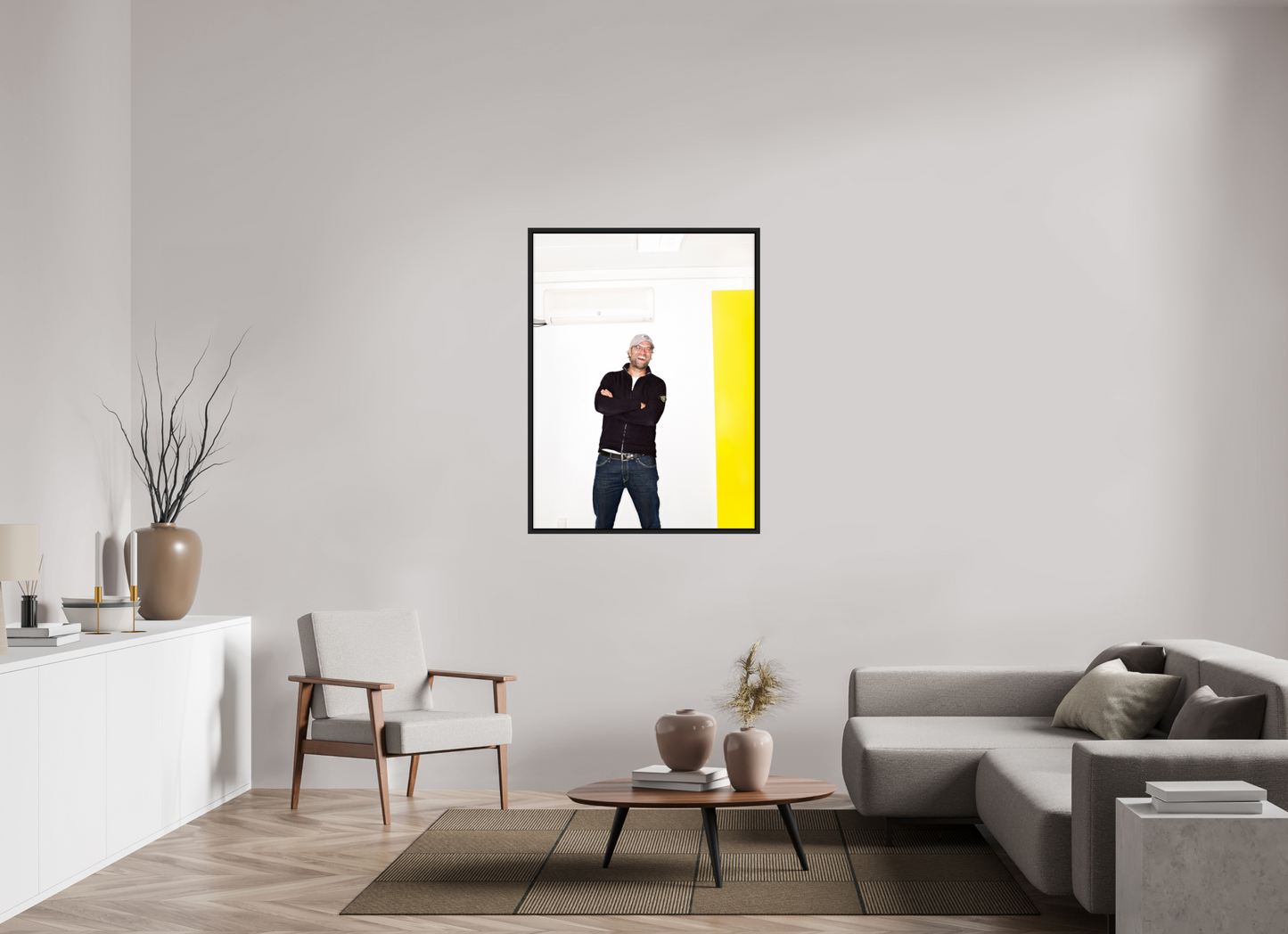 90 x 120 cm, Floater Frame | Black Matte Jürgen Klopp 01