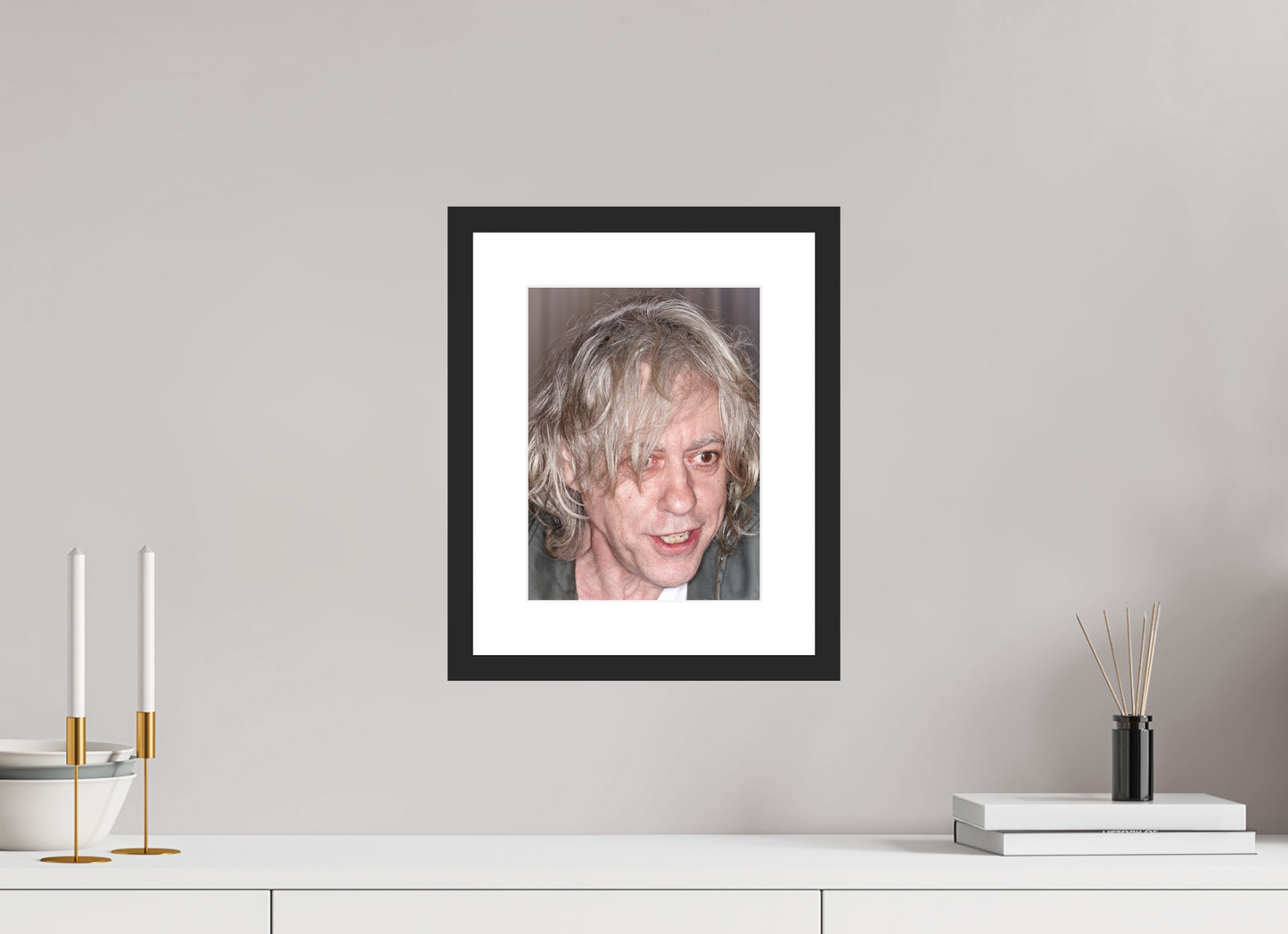 21 x 28 cm, Wood Frame with Passe-Partout | Black Matte Bob Geldof 05