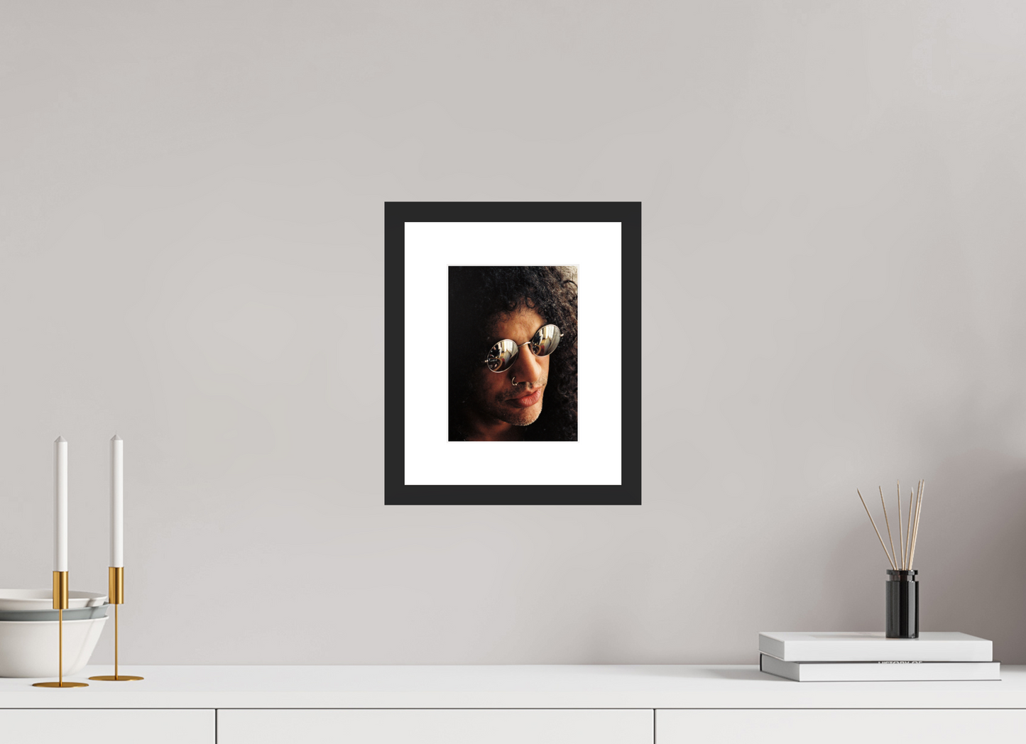 15 x 20 cm, Wood Frame with Passe-Partout | Black Matte Slash 04