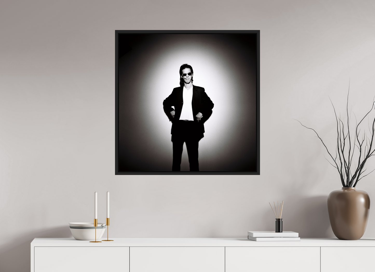 80 x 80 cm, Floater Frame | Black Matte Nick Cave 02