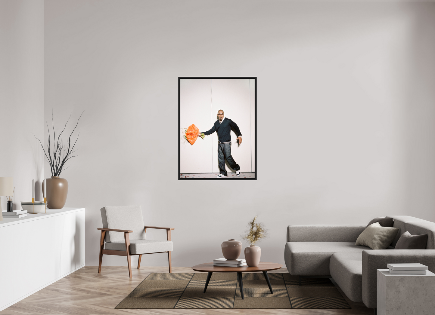 90 x 120 cm, Floater Frame | Black Matte Jamie Foxx 01