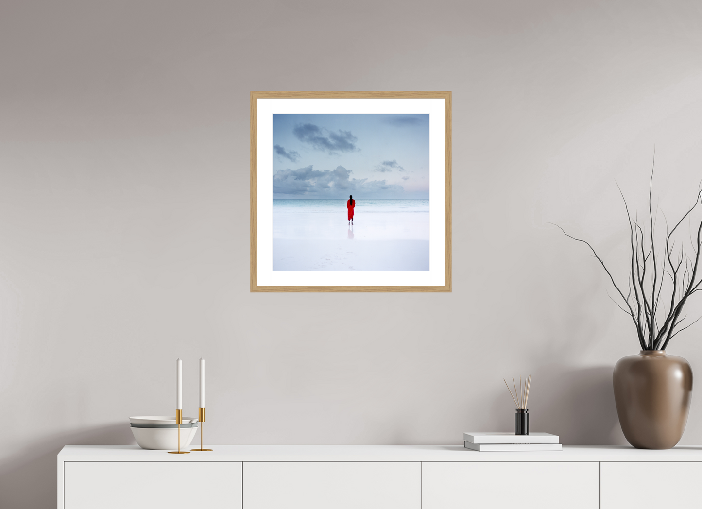 50 x 50 cm, Wood Frame with Passe-Partout | Oak Massai - Zanzibar, Tansania 03