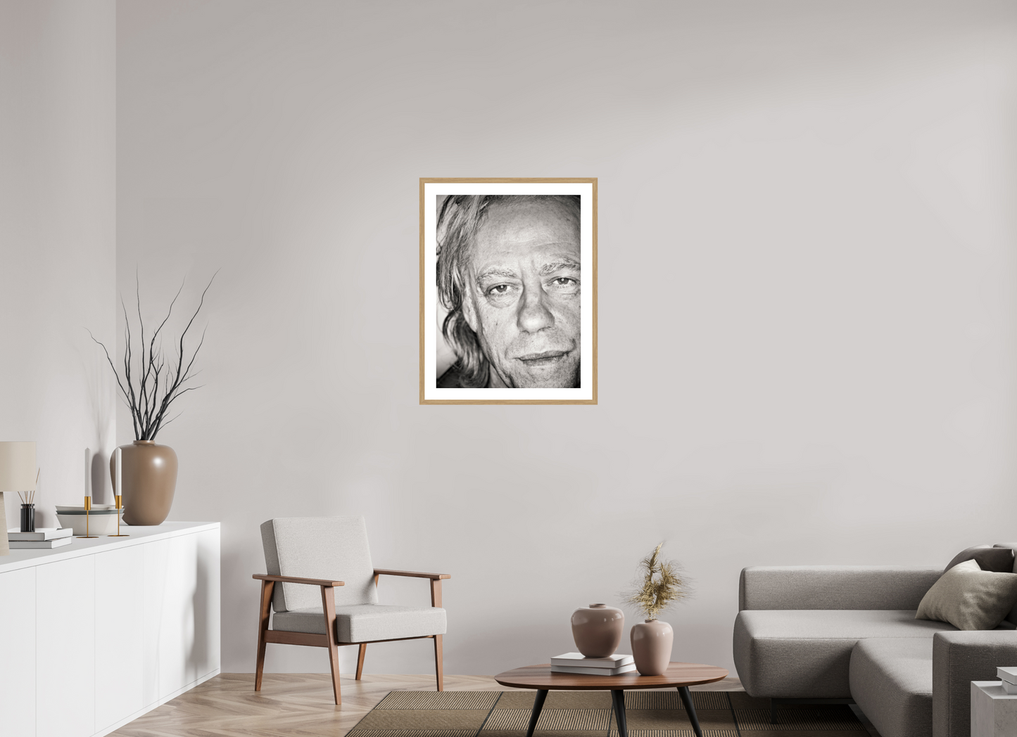 60 x 80 cm, Wood Frame with Passe-Partout | Oak Bob Geldof 04