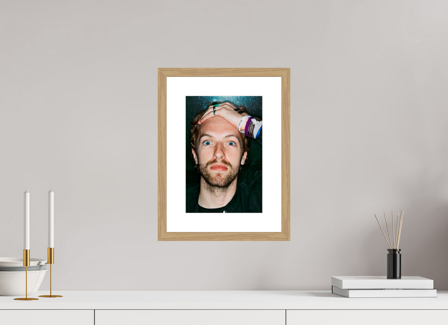 20 x 30 cm, Wood Frame with Passe-Partout | Oak Chris Martin - Coldplay 07