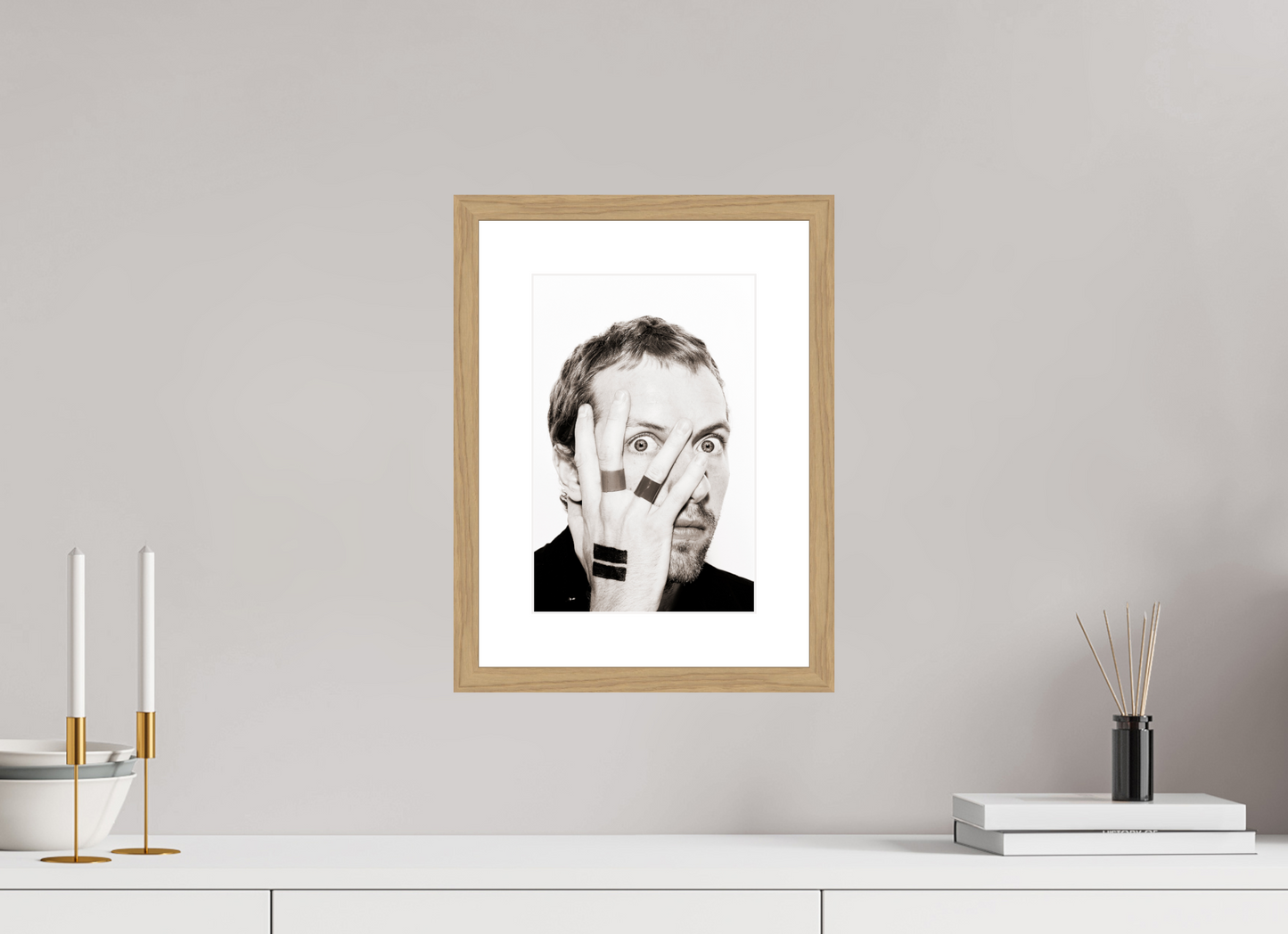 20 x 30 cm, Wood Frame with Passe-Partout | Oak Chris Martin - Coldplay 02