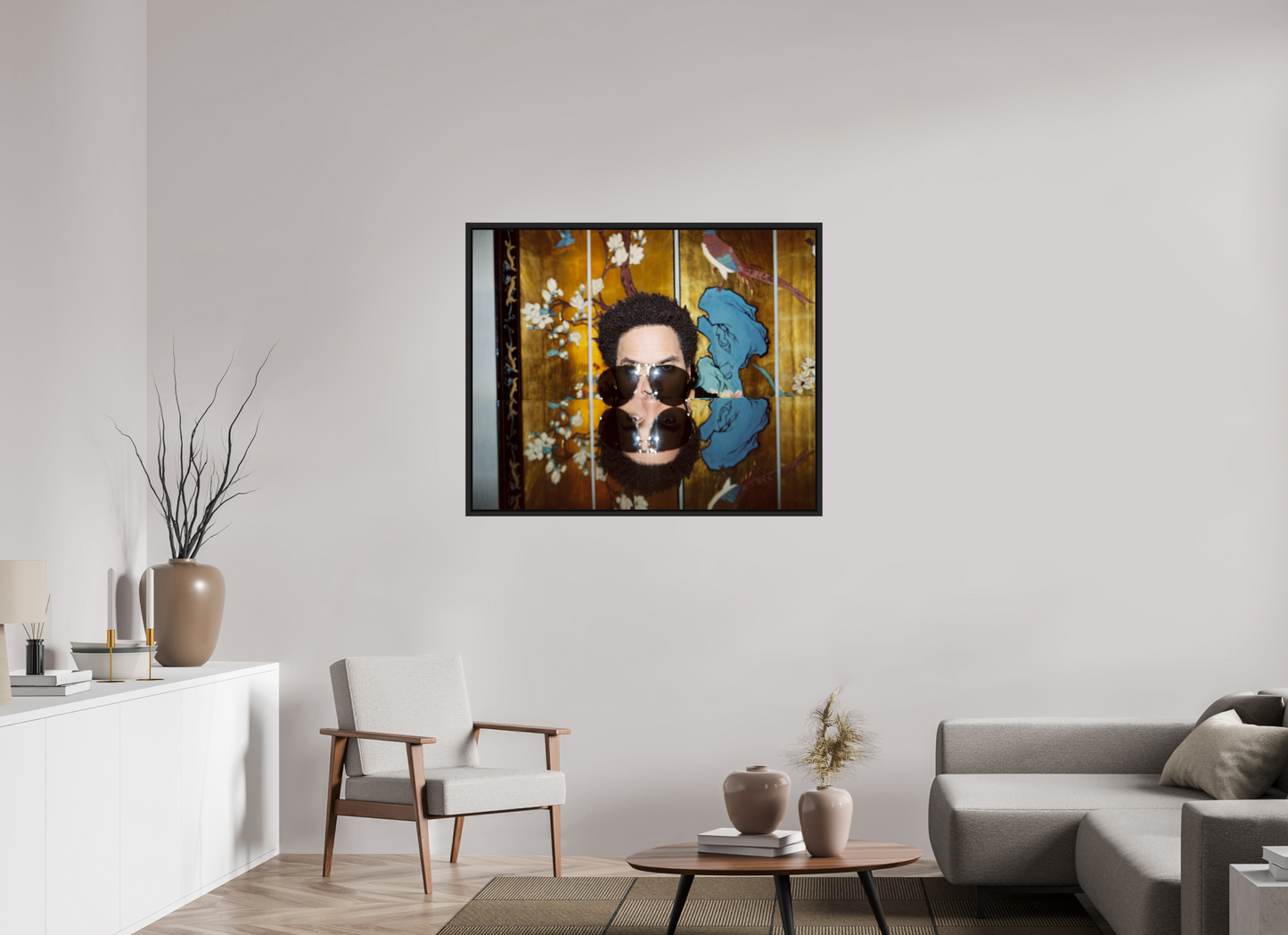 110,4 x 90 cm, Floater Frame | Black Matte Lenny Kravitz 03