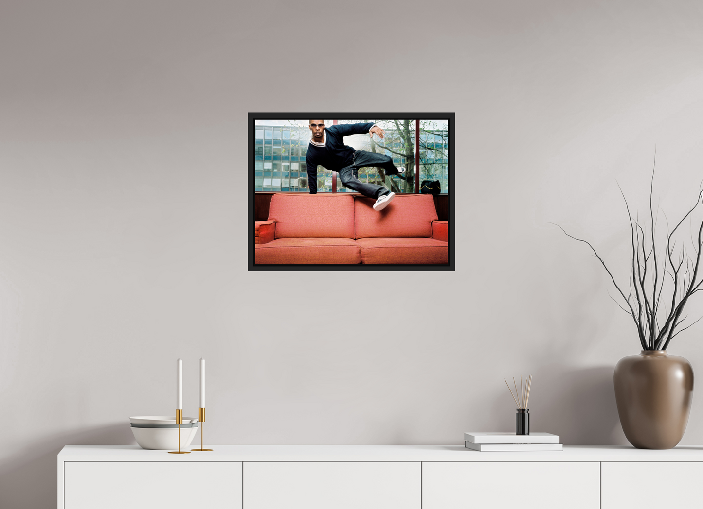 60 x 45 cm, Floater Frame | Black Matte Jamie Foxx 02