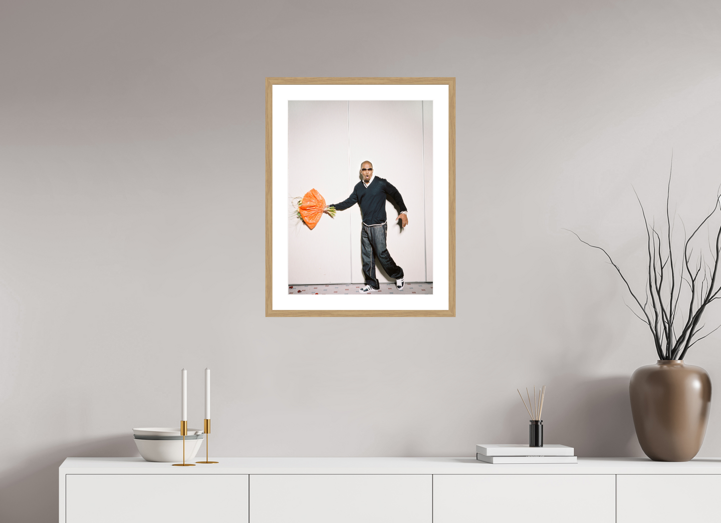 45 x 60 cm, Wood Frame with Passe-Partout | Oak Jamie Foxx 01