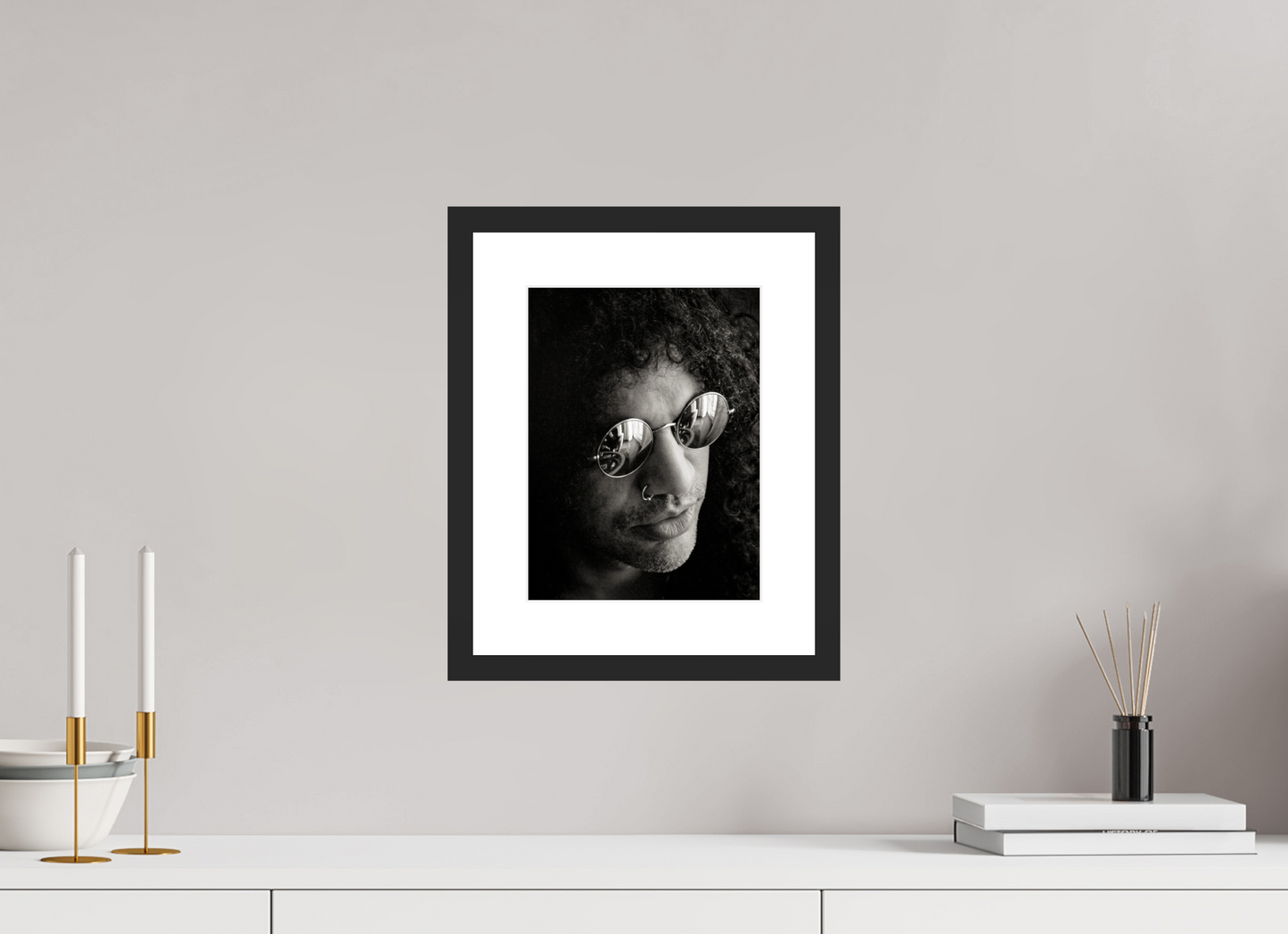 21 x 28 cm, Wood Frame with Passe-Partout | Black Matte Slash 05