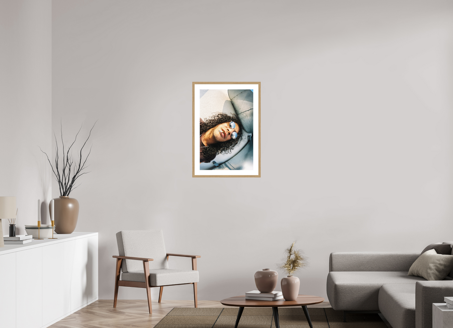 50 x 75 cm, Wood Frame with Passe-Partout | Oak Slash 01