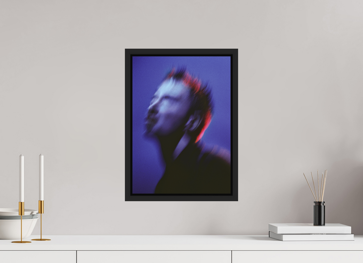 30 x 42 cm, Floater Frame | Black Matte Thom Yorke - Radiohead 01