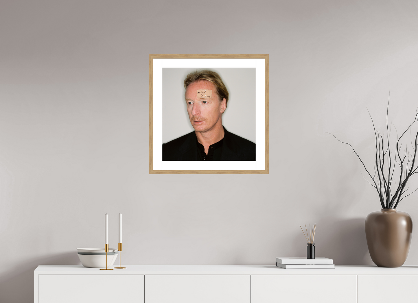 50 x 50 cm, Wood Frame with Passe-Partout | Oak DJ Hell 02