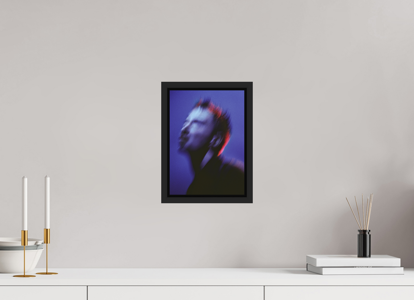 20 x 28 cm, Floater Frame | Black Matte Thom Yorke - Radiohead 01