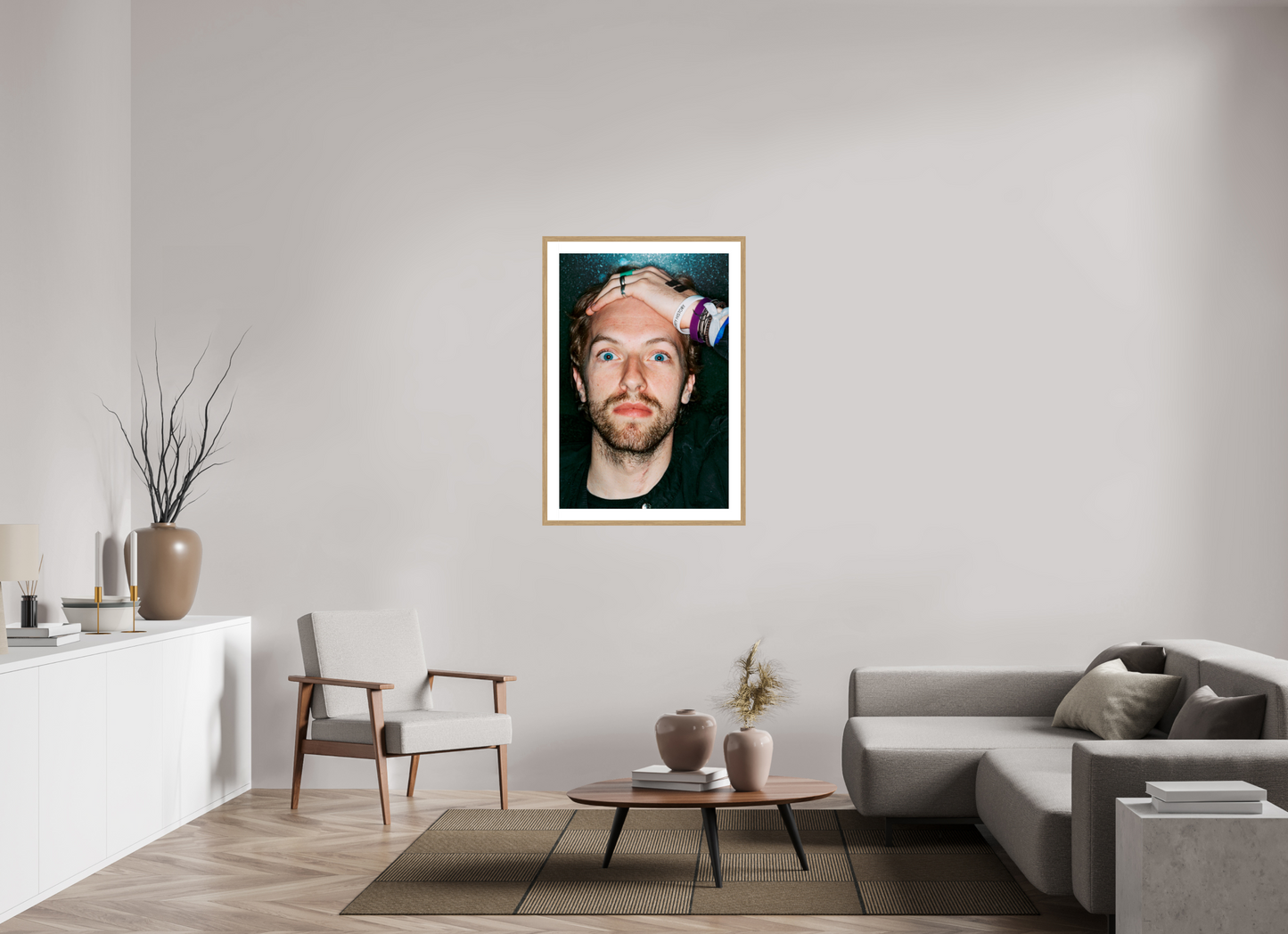 70 x 105 cm, Wood Frame with Passe-Partout | Oak Chris Martin - Coldplay 07