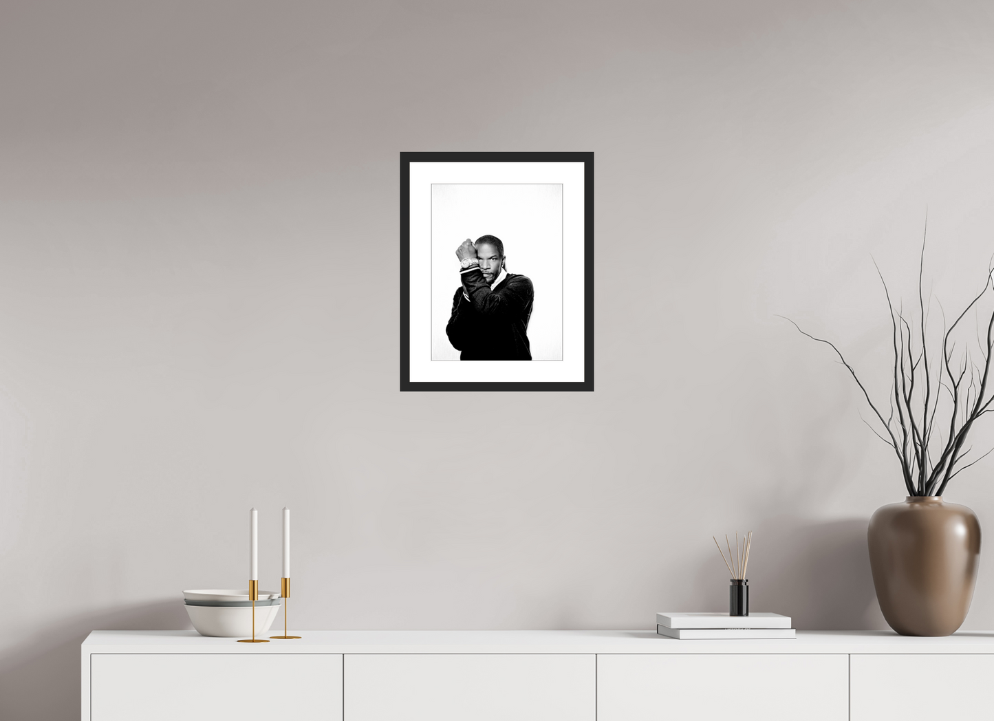 30 x 40 cm, Wood Frame with Passe-Partout | Black Matte Jamie Foxx 04