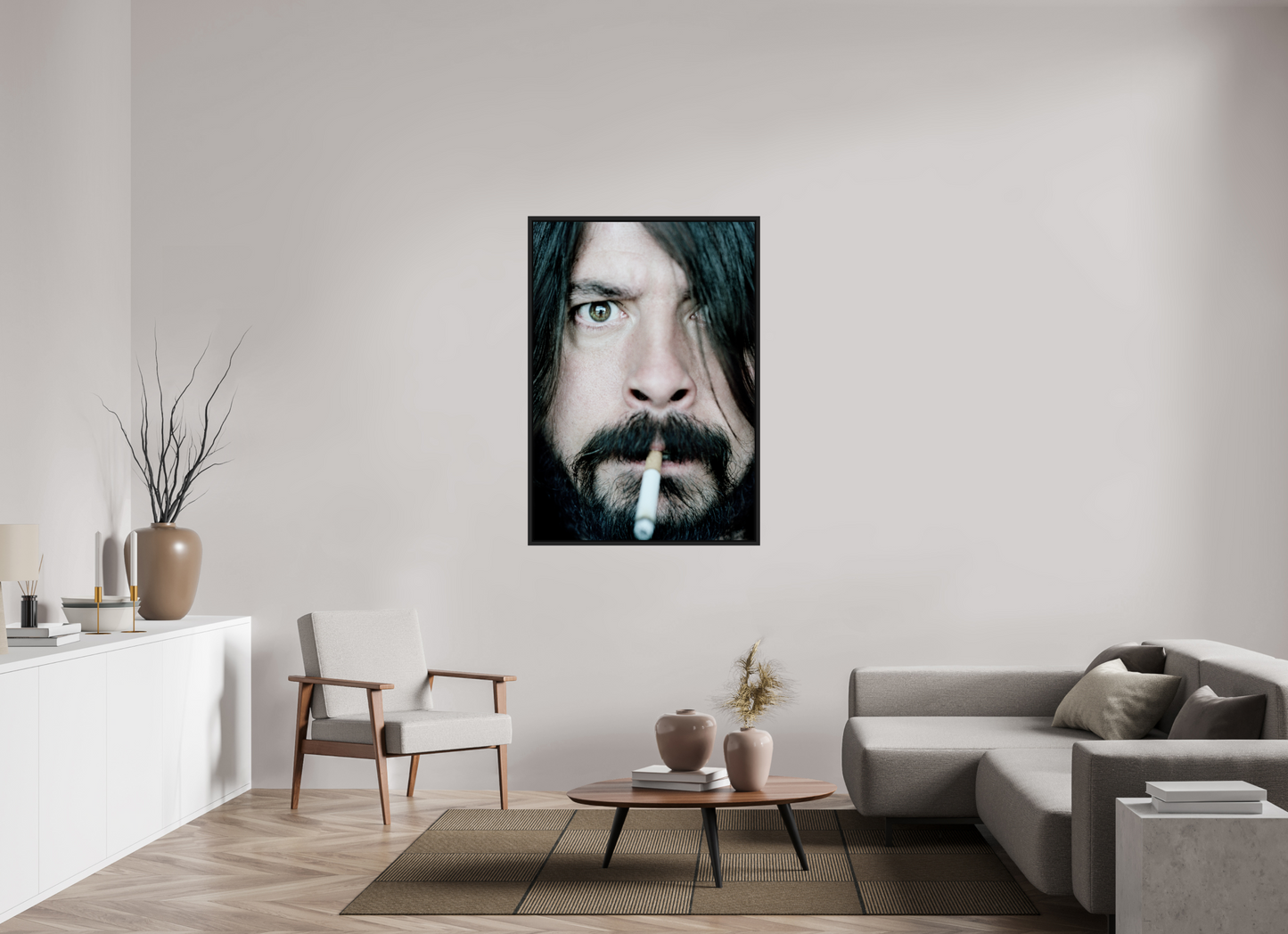90 x 129,5 cm, Floater Frame | Black Matte Dave Grohl - Foo Fighters 01