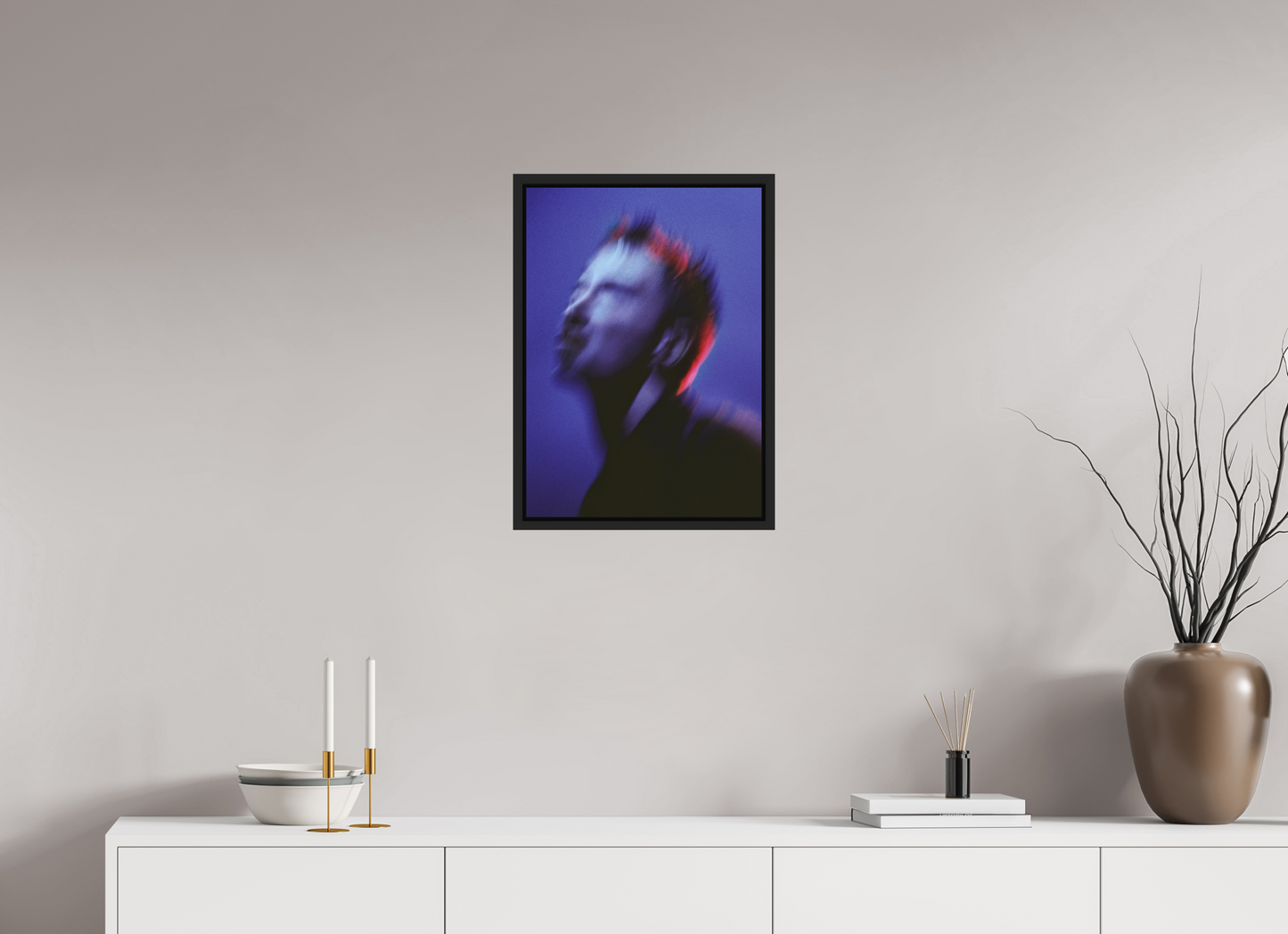 40 x 56 cm, Floater Frame | Black Matte Thom Yorke - Radiohead 01