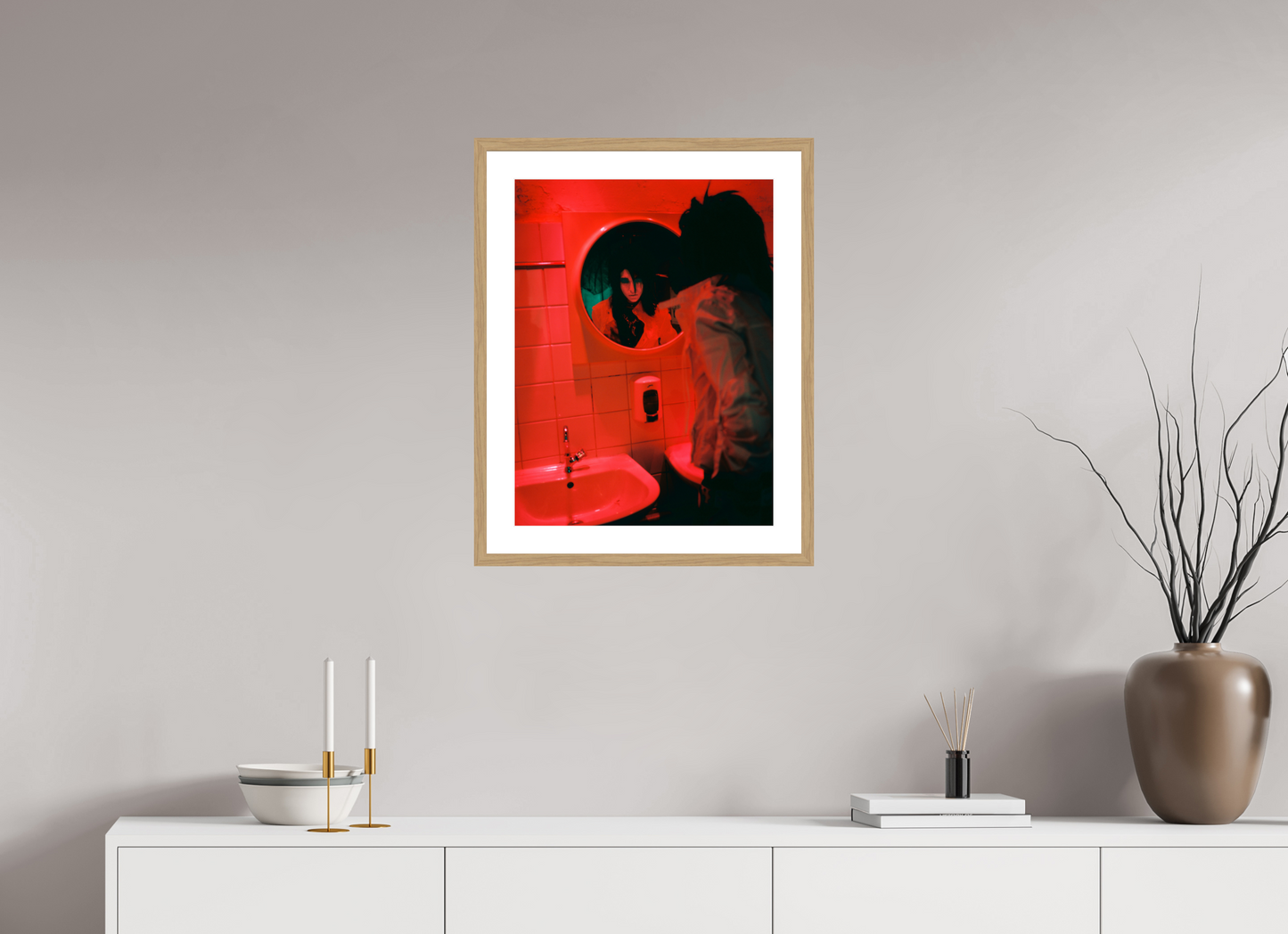 45 x 60 cm, Wood Frame with Passe-Partout | Oak Bill Kaulitz - Tokio Hotel 01