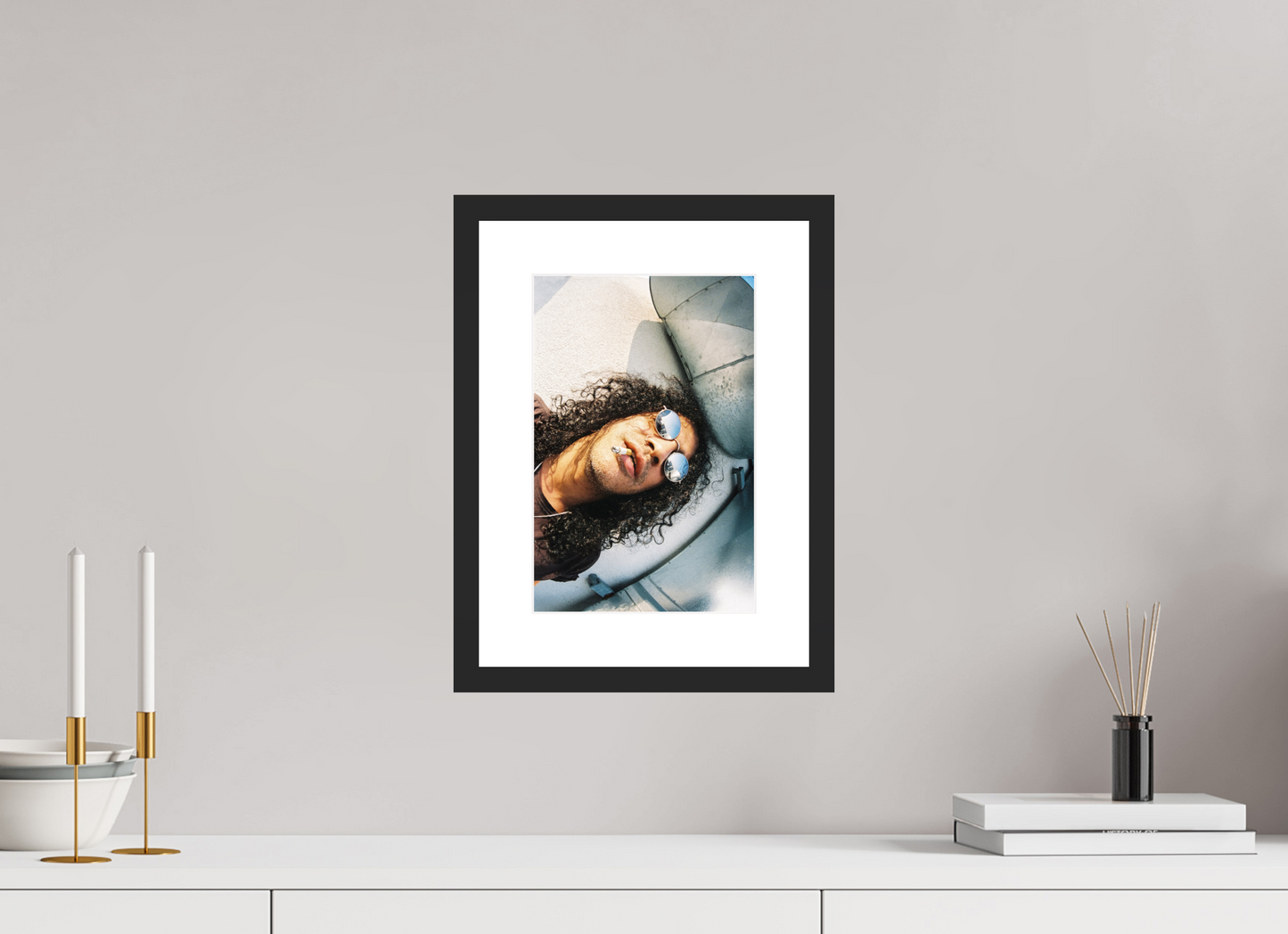 20 x 30 cm, Wood Frame with Passe-Partout | Black Matte Slash 01