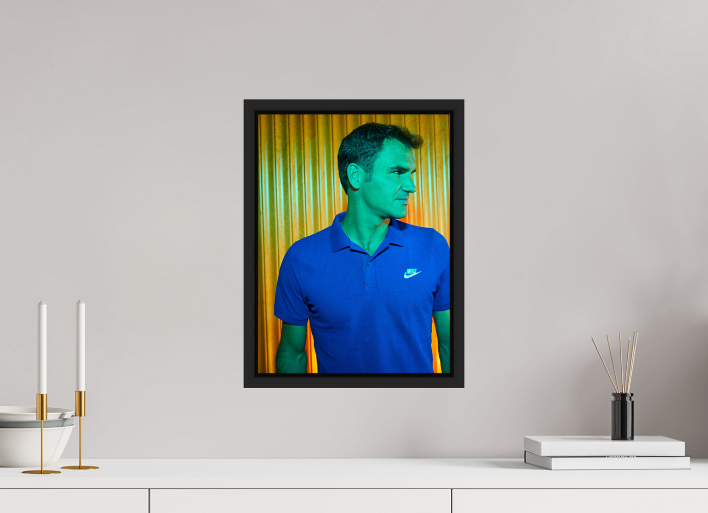 30 x 40,6 cm, Floater Frame | Black Matte Roger Federer 02