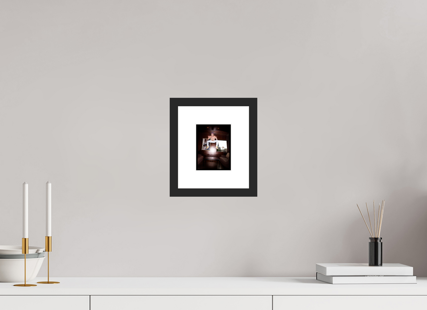 10 x 12,9 cm, Wood Frame with Passe-Partout | Black Matte Flea - Red Hot Chili Peppers 02