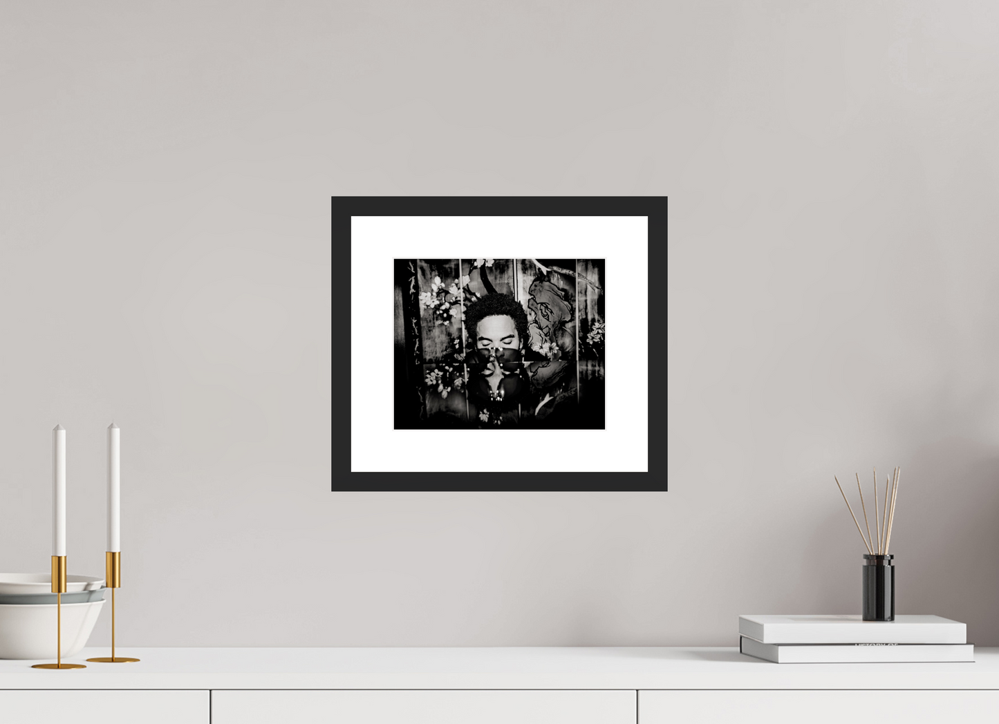 24,5 x 20 cm, Wood Frame with Passe-Partout | Black Matte Lenny Kravitz 01