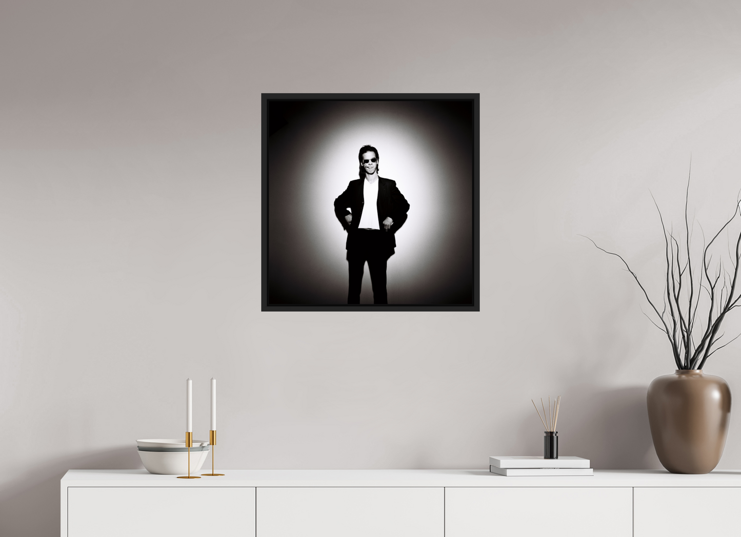 60 x 60 cm, Floater Frame | Black Matte Nick Cave 02