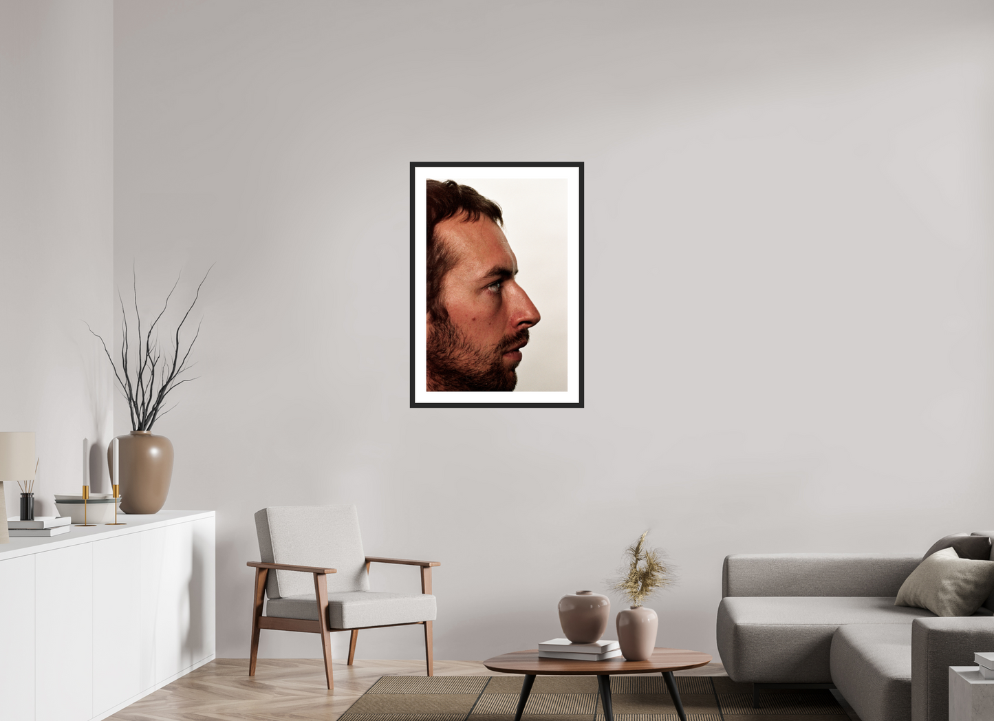 60 x 90 cm, Wood Frame with Passe-Partout | Black Matte Chris Martin - Coldplay 03