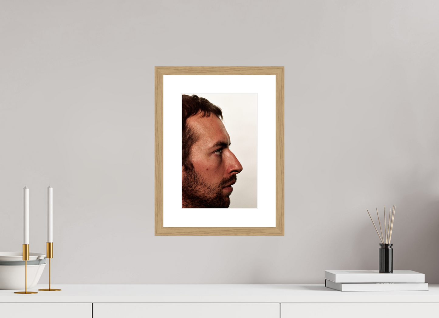 20 x 30 cm, Wood Frame with Passe-Partout | Oak Chris Martin - Coldplay 03