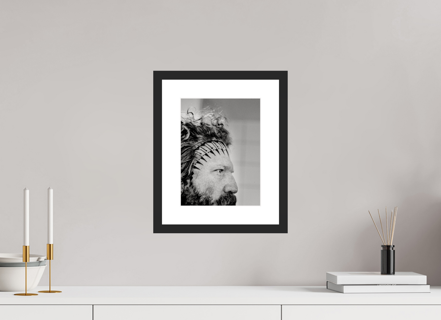 21 x 28 cm, Wood Frame with Passe-Partout | Black Matte Brent Hinds - Mastodon 01