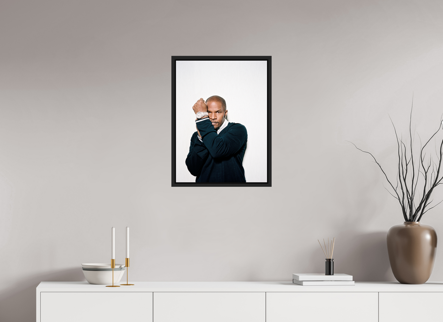 45 x 60 cm, Floater Frame | Black Matte Jamie Foxx 03