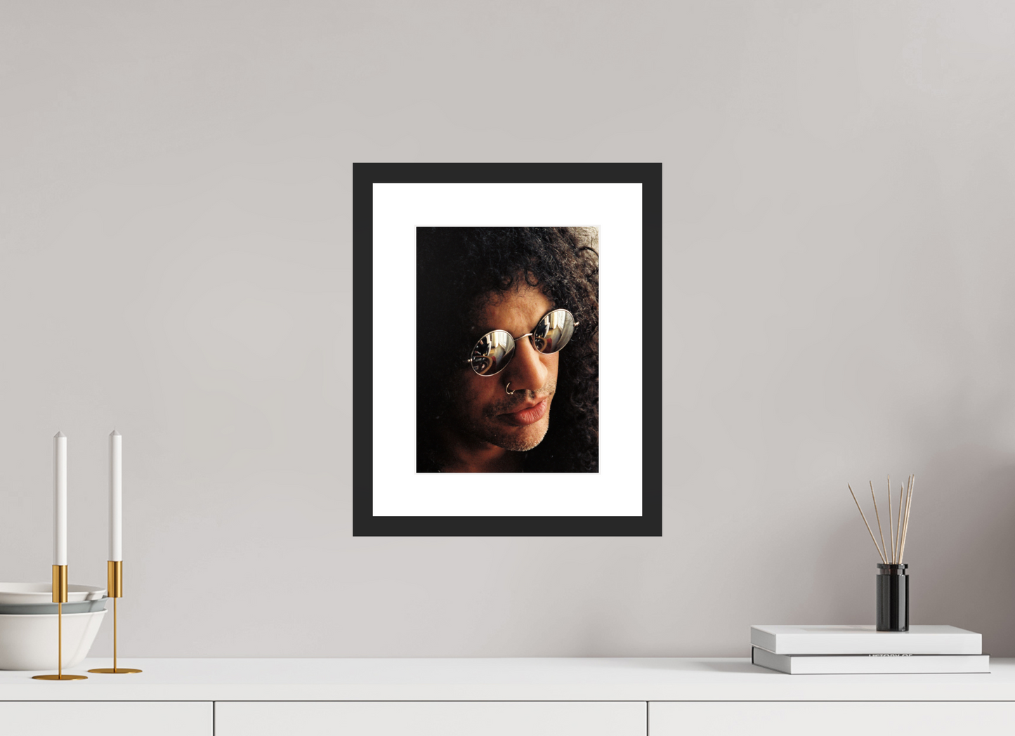 21 x 28 cm, Wood Frame with Passe-Partout | Black Matte Slash 04