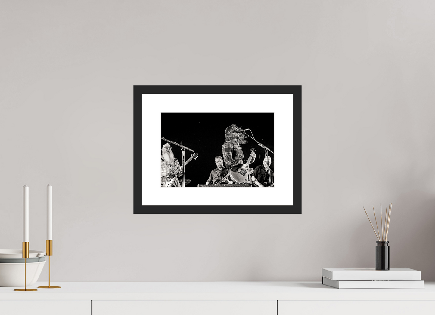 30 x 20 cm, Wood Frame with Passe-Partout | Black Matte Dave Grohl - Foo Fighters Live 03
