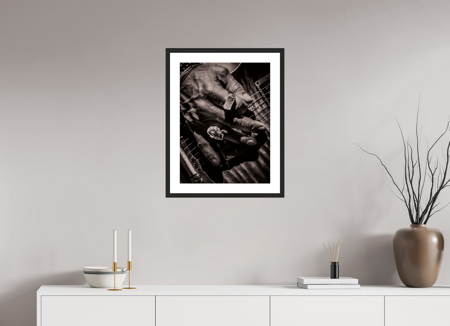 45 x 60 cm, Wood Frame with Passe-Partout | Black Matte Slash 09