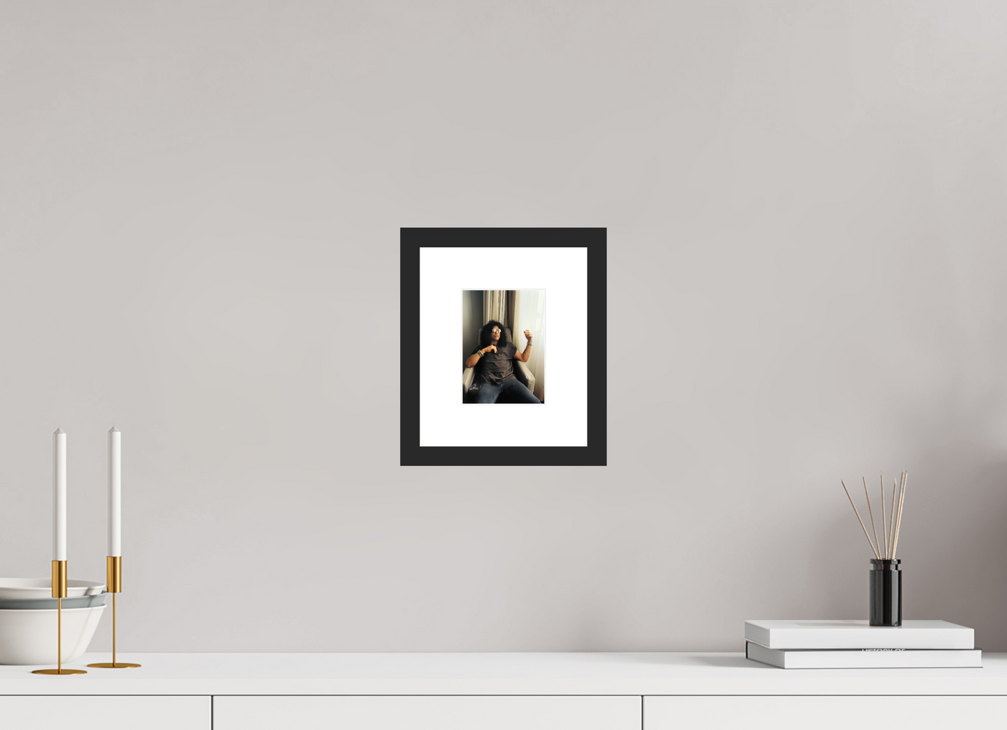 10 x 13,5 cm, Wood Frame with Passe-Partout | Black Matte Slash 03