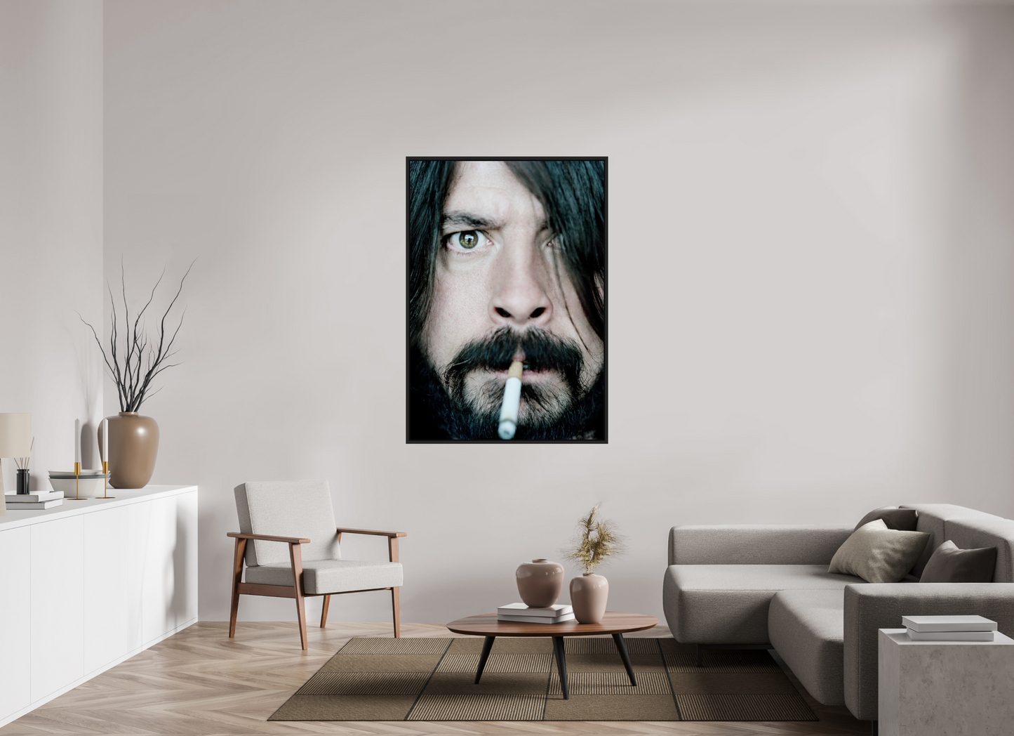 100 x 143,8 cm, Floater Frame | Black Matte Dave Grohl - Foo Fighters 01