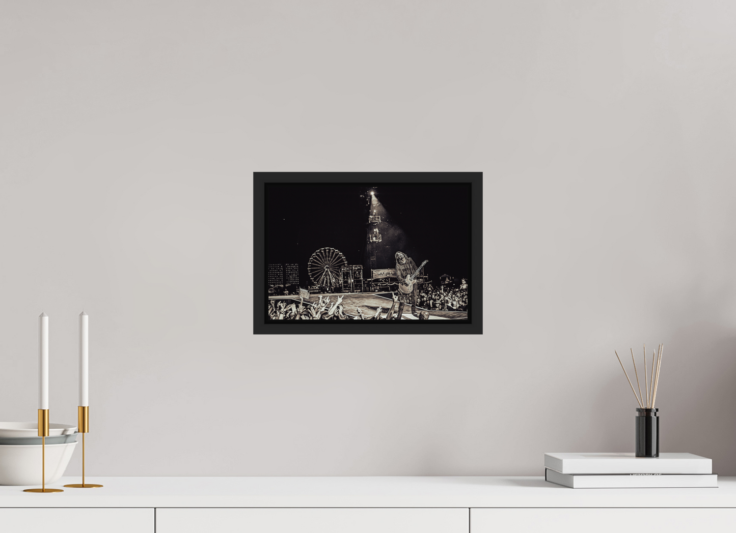 30 x 20 cm, Floater Frame | Black Matte Dave Grohl - Foo Fighters Live 04