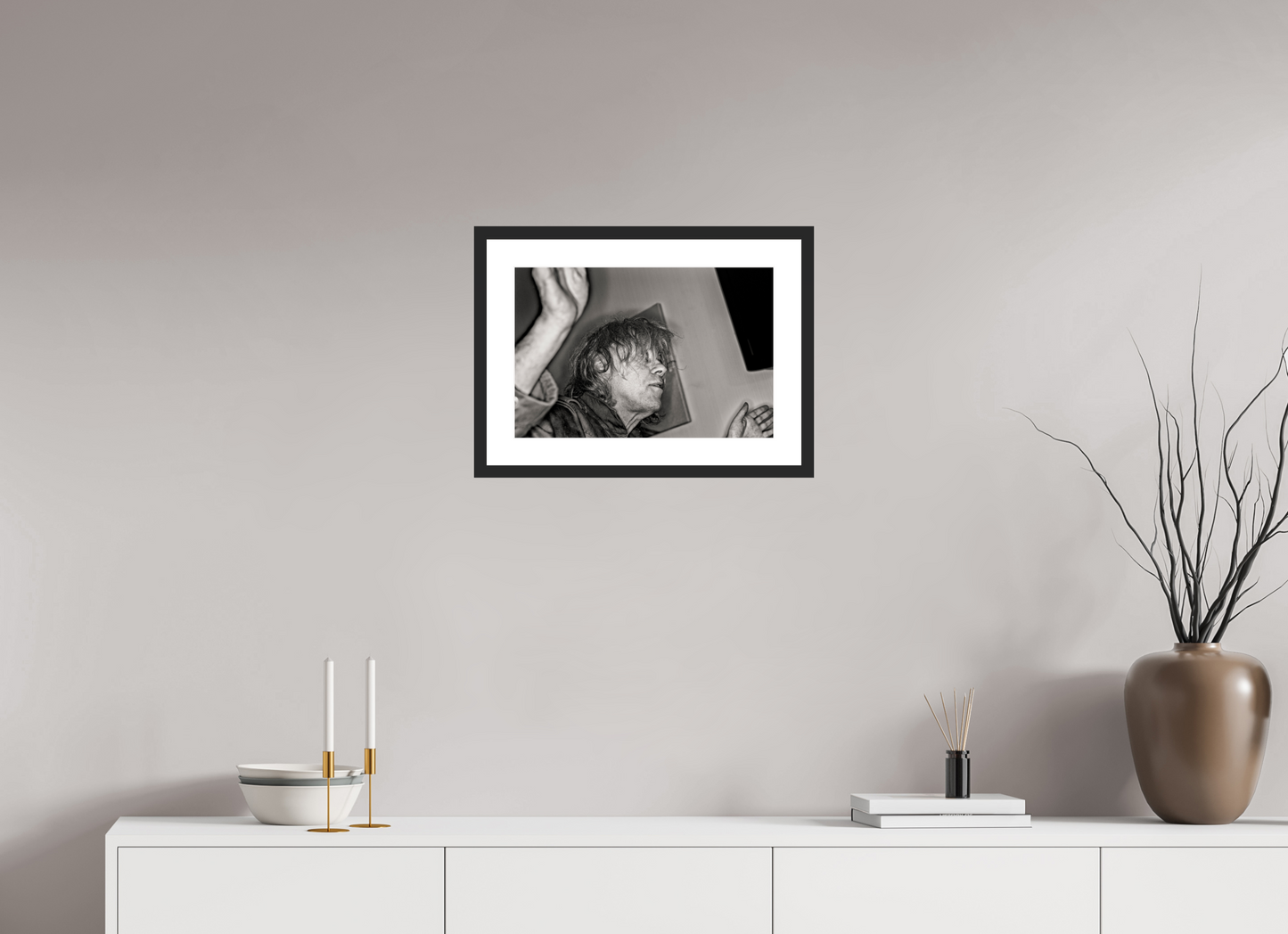 45 x 30 cm, Wood Frame with Passe-Partout | Black Matte Bob Geldof 08