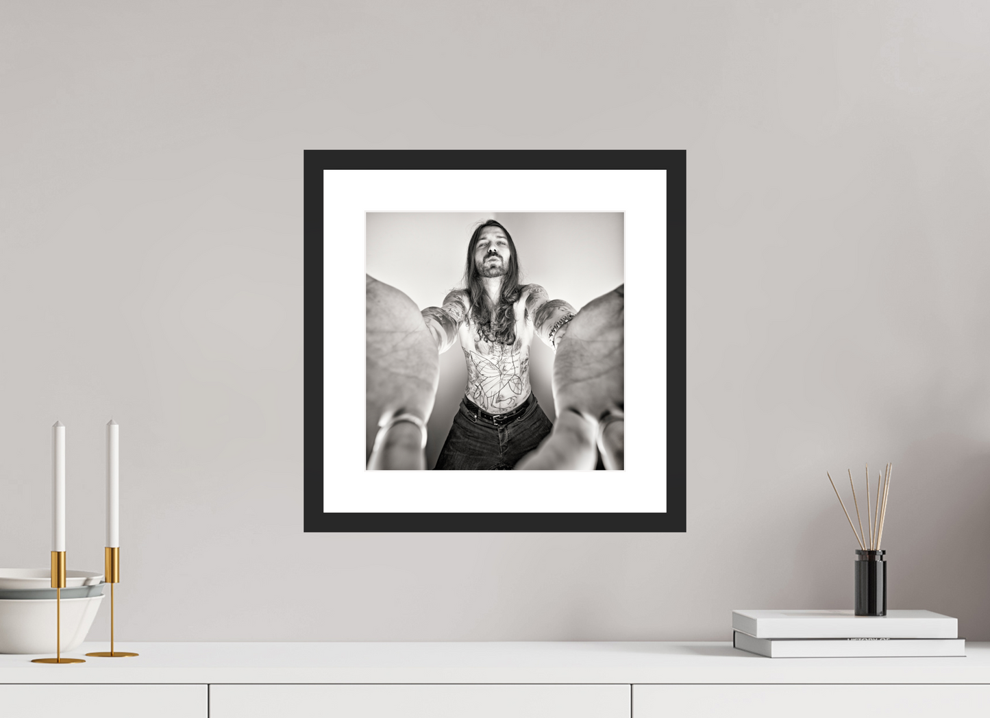 30 x 30 cm, Wood Frame with Passe-Partout | Black Matte Simon Neil - Biffy Clyro 02