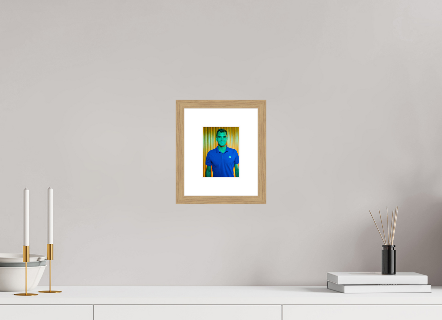 10 x 13,5 cm, Wood Frame with Passe-Partout | Oak Roger Federer 03