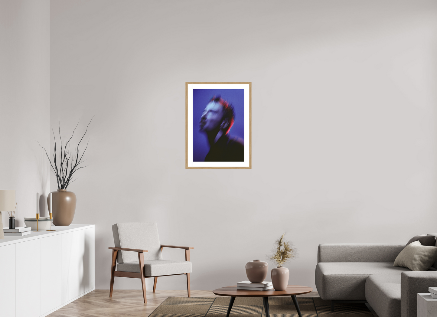 50 x 70 cm, Wood Frame with Passe-Partout | Oak Thom Yorke - Radiohead 01