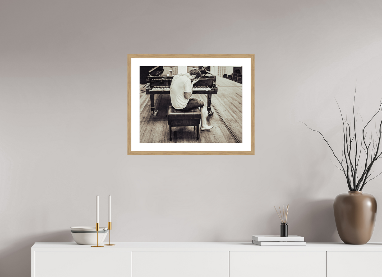 60 x 45 cm, Wood Frame with Passe-Partout | Oak Igor Levit 02