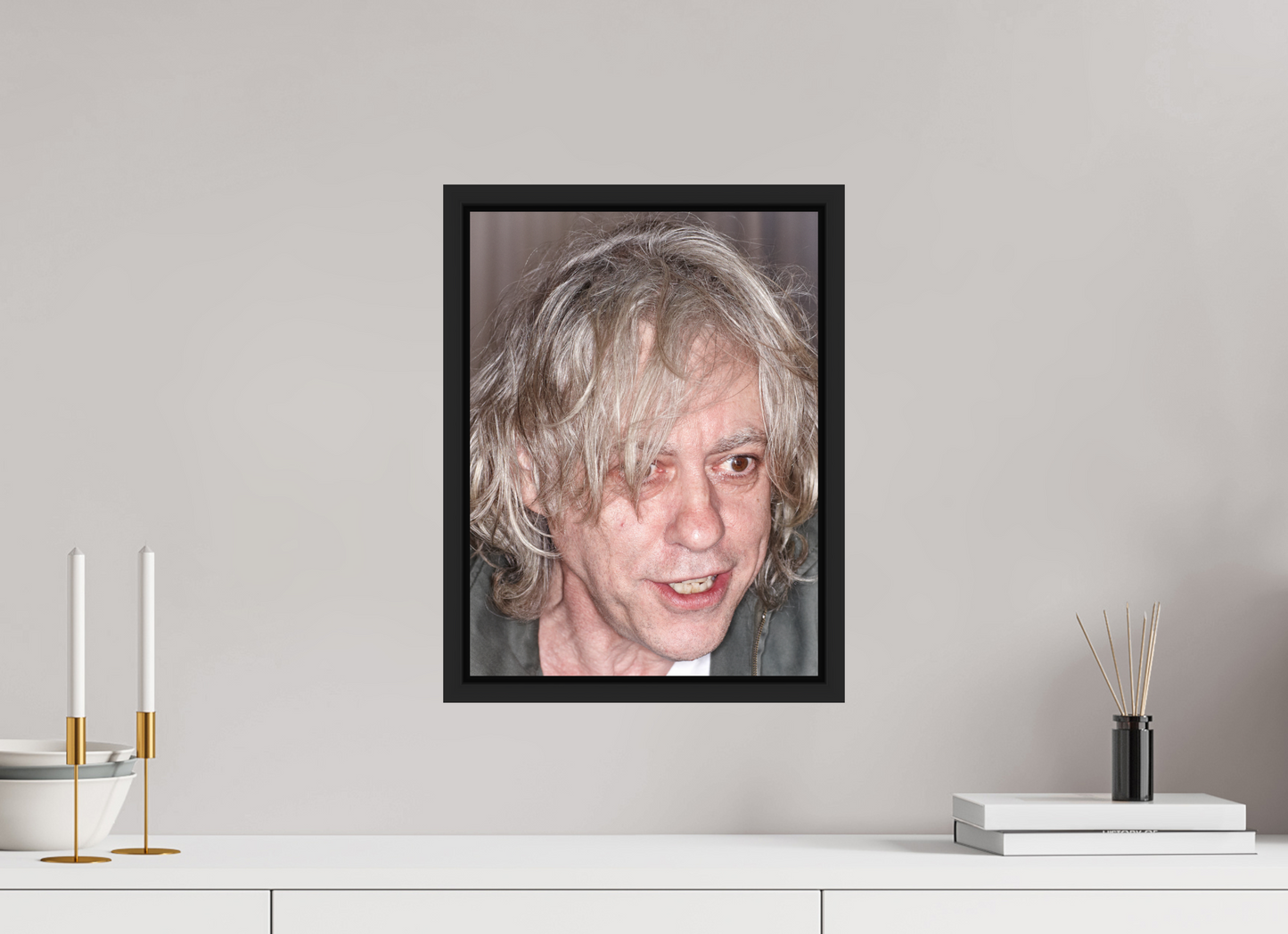 30 x 40 cm, Floater Frame | Black Matte Bob Geldof 05
