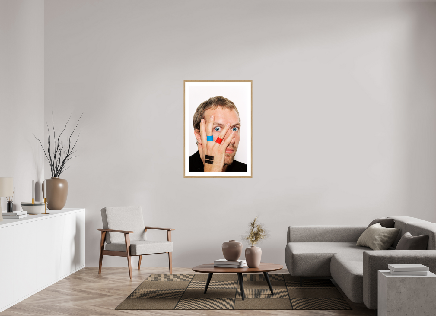70 x 105 cm, Wood Frame with Passe-Partout | Oak Chris Martin - Coldplay 06