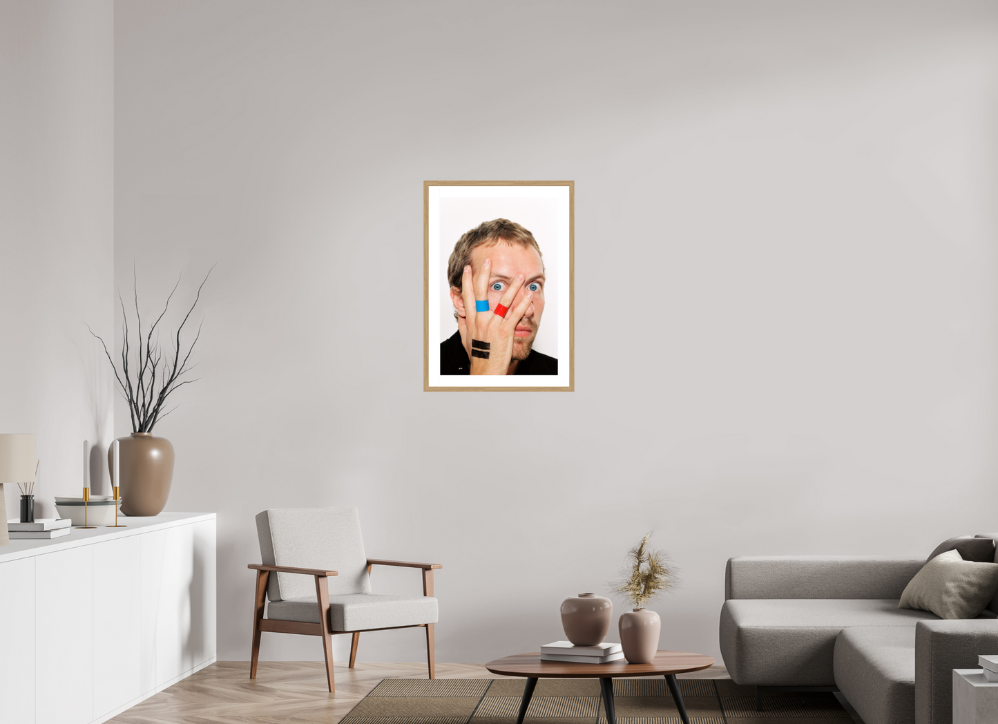 50 x 75 cm, Wood Frame with Passe-Partout | Oak Chris Martin - Coldplay 06