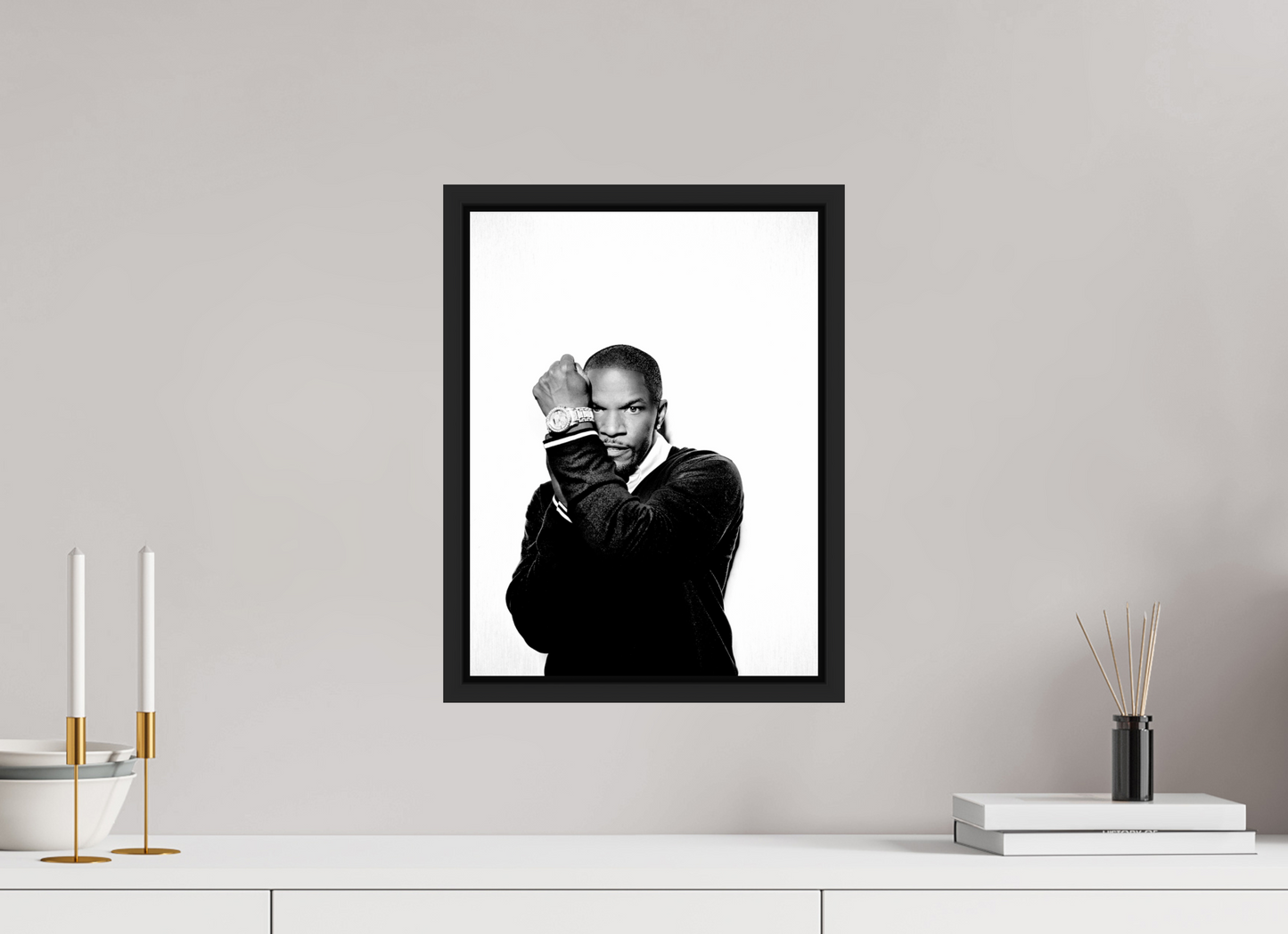 30 x 40 cm, Floater Frame | Black Matte Jamie Foxx 04