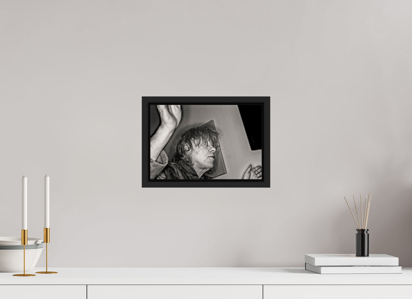 30 x 20 cm, Floater Frame | Black Matte Bob Geldof 08