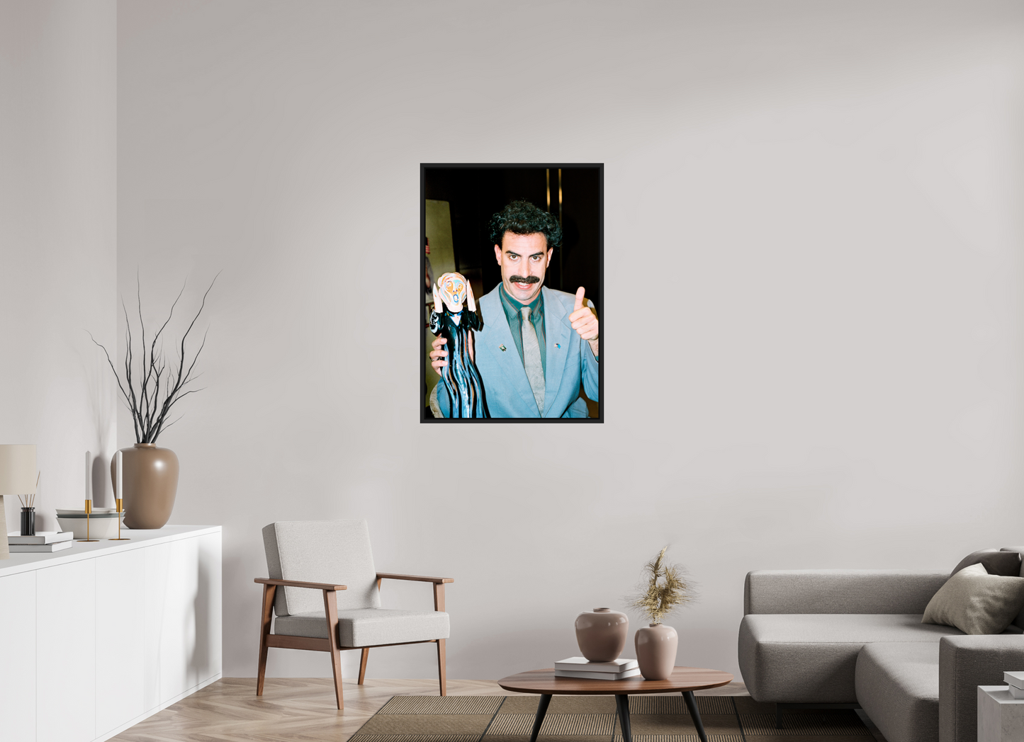 70 x 101 cm, Floater Frame | Black Matte Sacha Baron Cohen 01